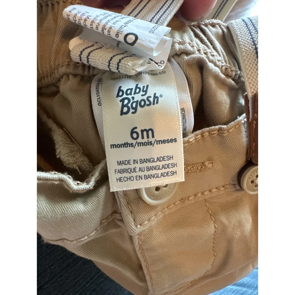 Baby Bgosh‎ 6M Khaki Pants w/ Suspenders Infant Toddler Neutral Outfit Clothes